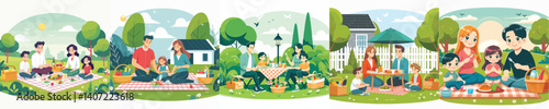 Vector of a family having a picnic.