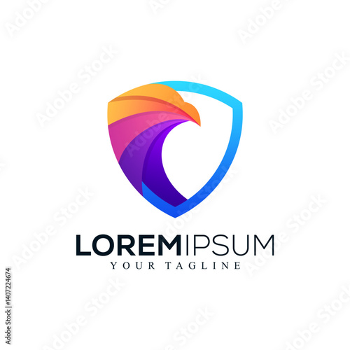 Free Download Abstract coloruful eagle with shield logo design - GFXLoad