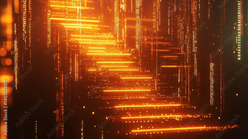 Dynamic Abstract Background with Glowing Lines and Particles