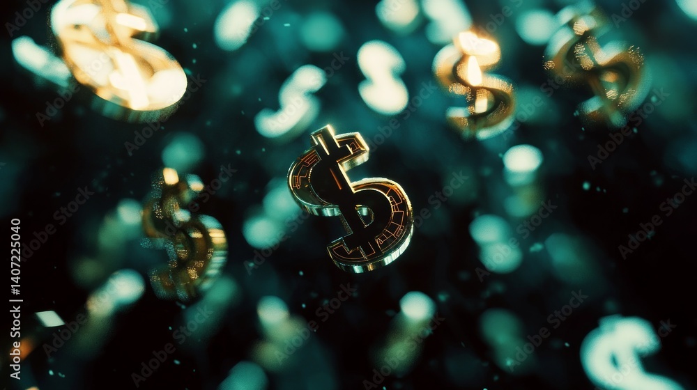 Dynamic Money Flying in the Air With Sparkling Background Effects