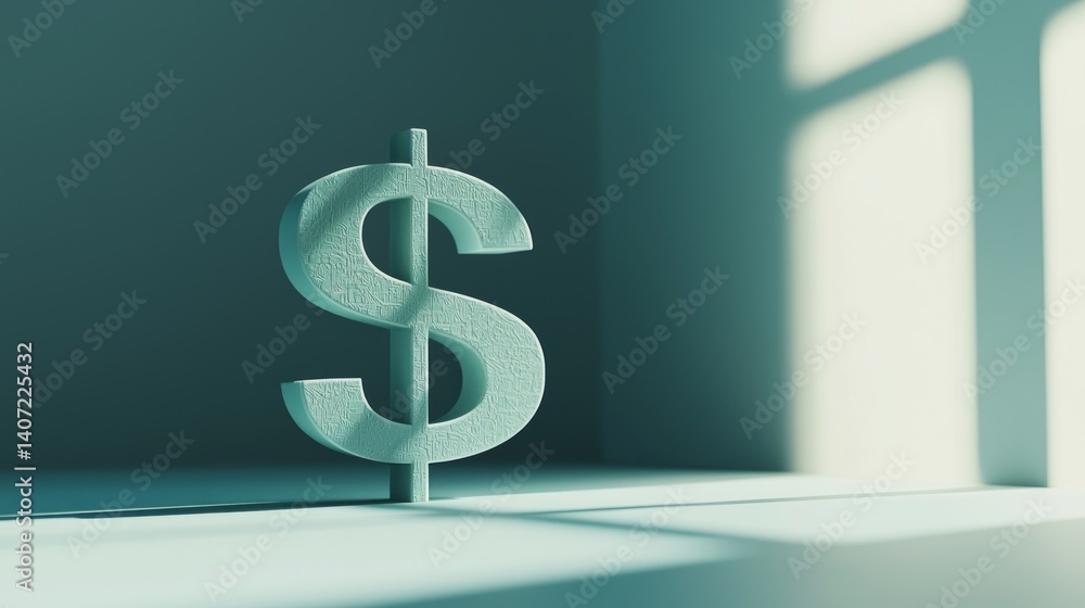Minimalist Design Featuring a 3D Dollar Symbol in Soft Colors