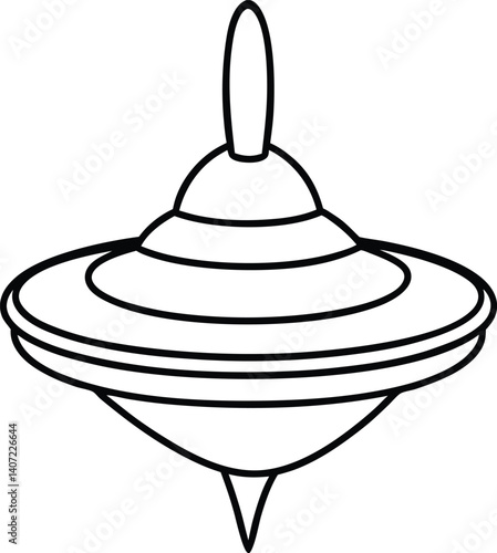 Spinning Top Icon Line Art Vector | Toy, Classic Play & Childhood Outline Design