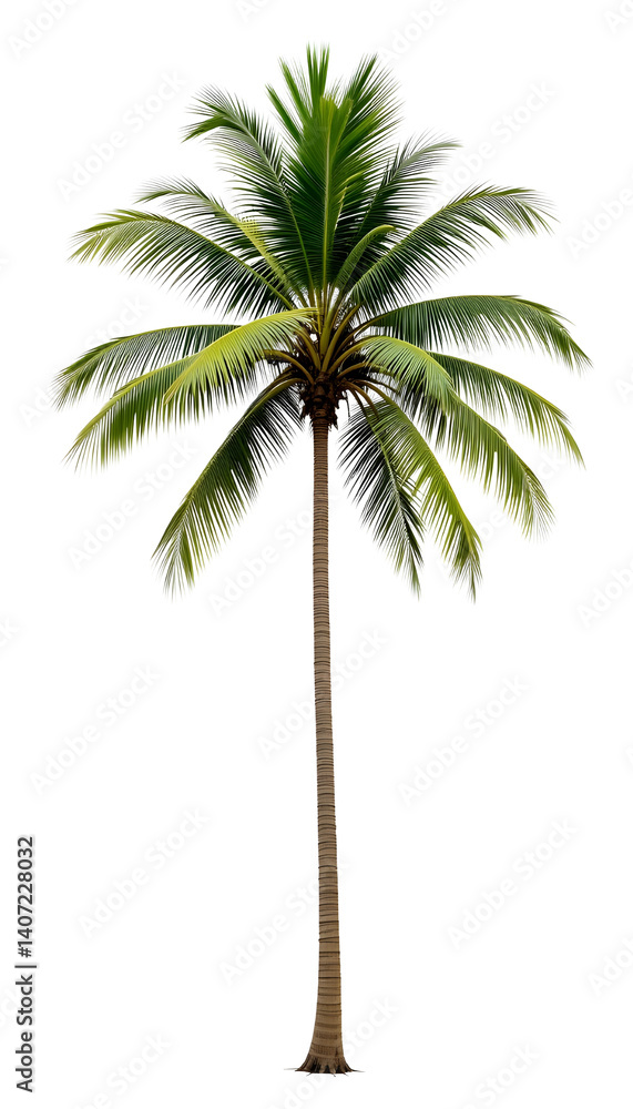 Obraz premium Tropical Coconut Palm Tree Isolated on Transparent Background – PNG Cutout