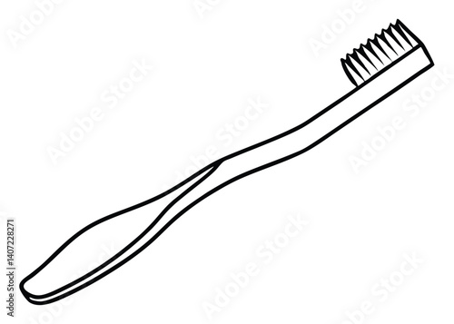 Toothbrush line art silhouette vector for hygiene, health, and dental care themes

