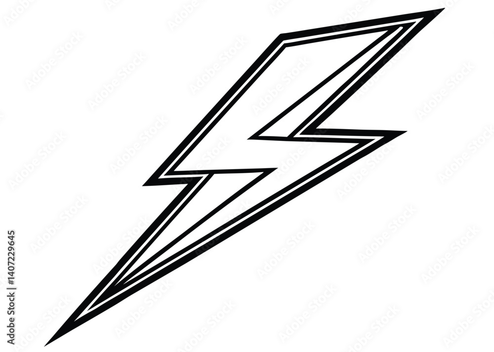 Fototapeta premium Thunderbolt line art silhouette vector for energy, power, and storm themes