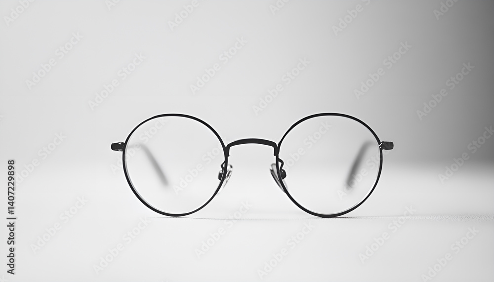 Glasses with black frame on white background Glasses with black frame on white background