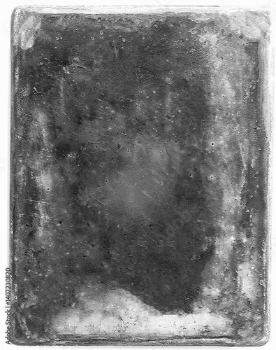 Old worn damaged tintype showing signs of age and decaying