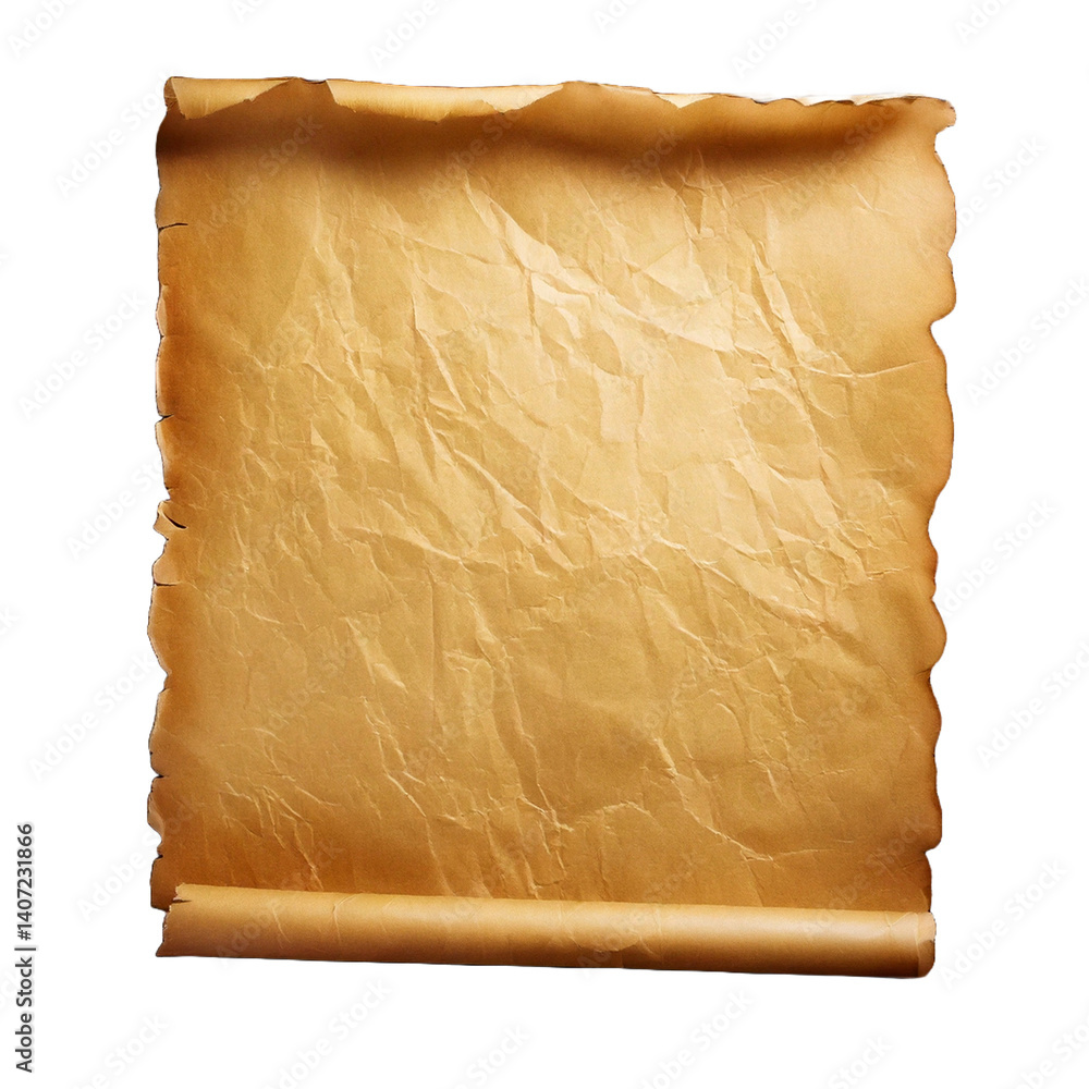 Old parchment paper on transparent background art design