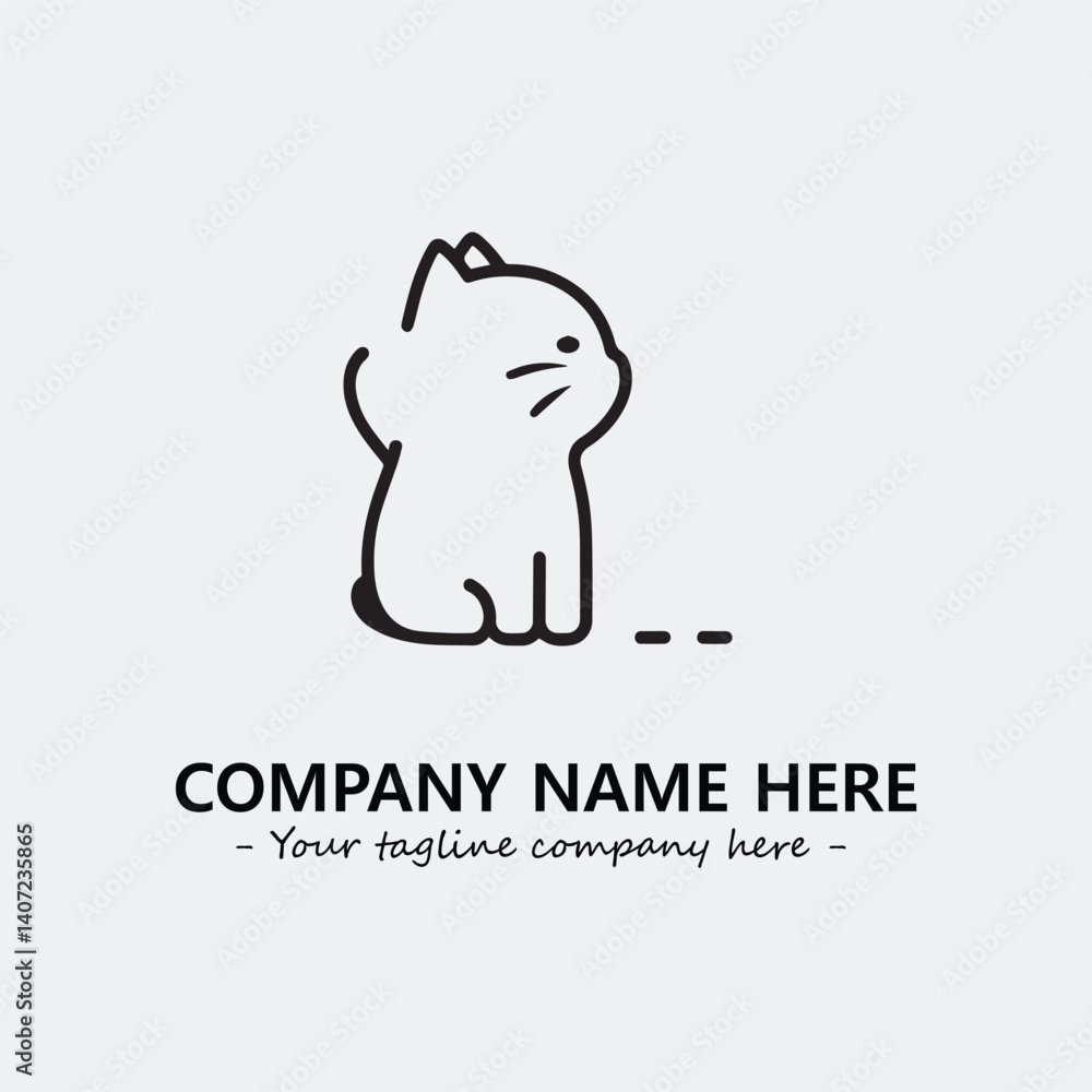Obraz premium Cat illustration black and white for logo company vector image