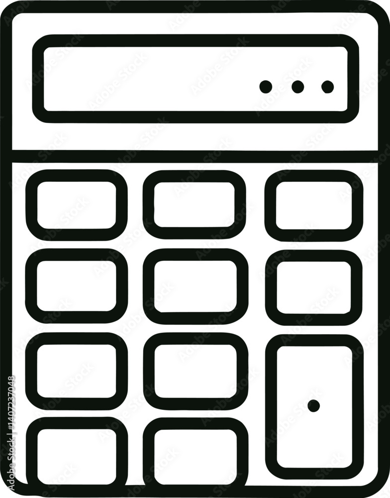  Minimalist Black and White Calculator Vector Illustration – Simple Digital Device Symbol for Mathematics and Finance