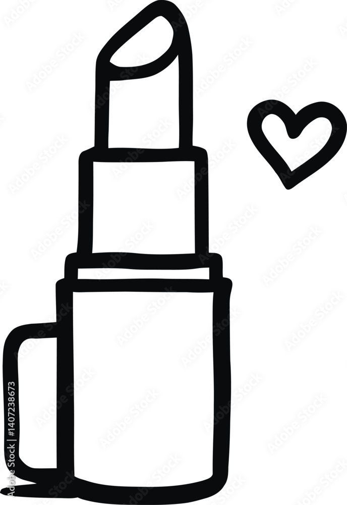 Minimalist Black and White Lipstick and Heart Vector Illustration – Simple Beauty and Makeup Symbol for Feminine Design Minimalist Black and White Lipstick and Heart Vector Illustration – Simple Beauty and Makeup Symbol for Feminine Design