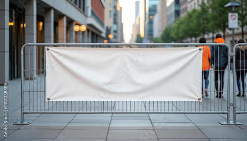 Wallpaper Mural Horizontal banner mockup. Blank horizontal street banner mockup on urban fence with pedestrians Torontodigital.ca