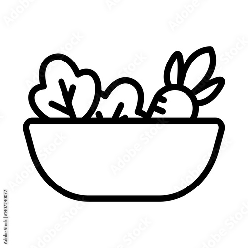 minimalist packaged salad bowl icon with leafy greens - flat icon for apps and websites
