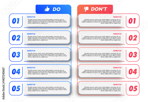Do and dont infographic design template trendy colorful style vector 10 eps