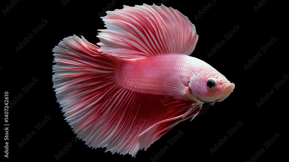White background isolates a lone White Siamese Fighting Fish in this depiction White background isolates a lone White Siamese Fighting Fish in this depiction