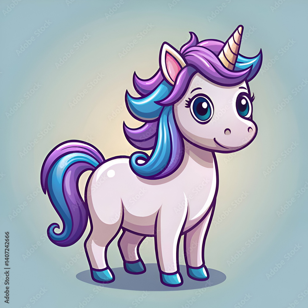 Adorable Cartoon Unicorn. A Whimsical Fantasy Creature Adorable Cartoon Unicorn. A Whimsical Fantasy Creature