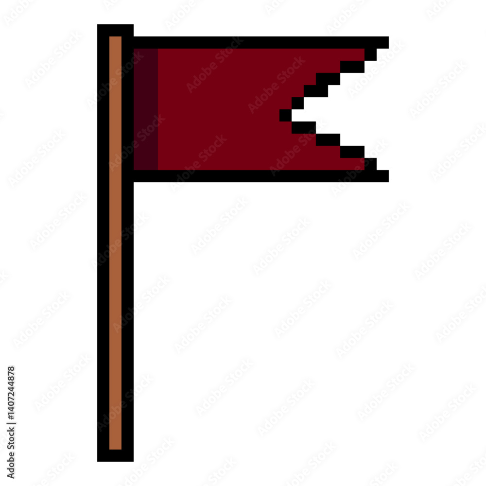Obraz premium Single Red Flag Pixel Art Icon