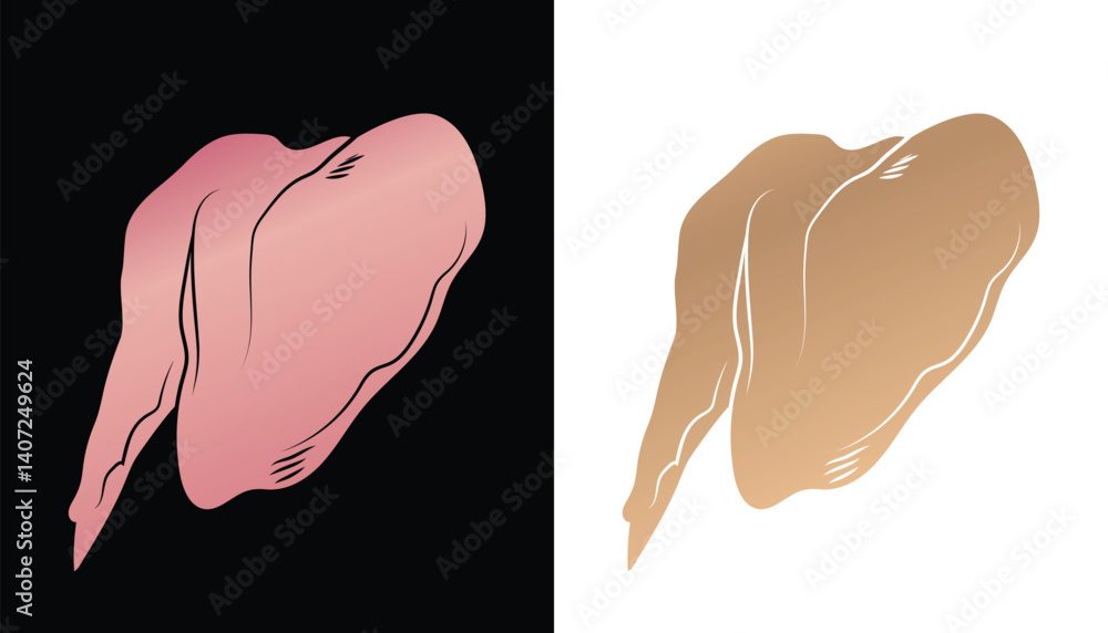 vector image of a beautiful and attractive fresh gold colored chicken wing logo with a black and white background vector image of a beautiful and attractive fresh gold colored chicken wing logo with a black and white background