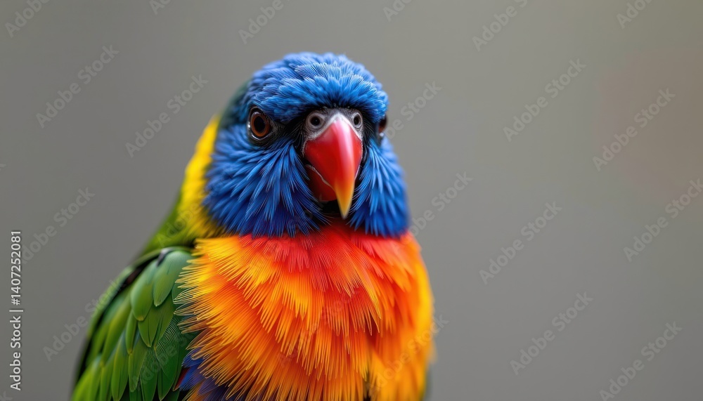 Fototapeta premium Vibrant Rainbow Lorikeet Portrait Close up of Colorful Australian Parrot