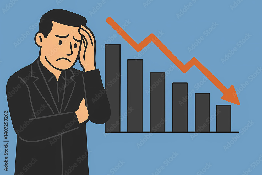 Illustration in minimalistic style, world economical problems