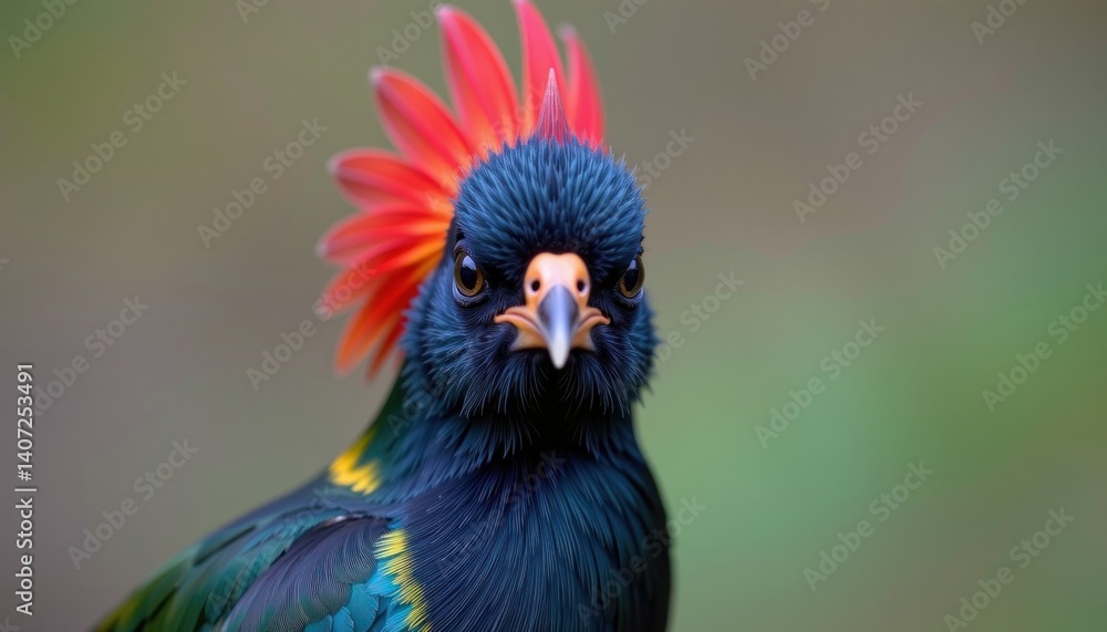 Vibrant Red crested Turaco Bird Portrait Close up Exotic Wildlife Photography Vibrant Red crested Turaco Bird Portrait Close up Exotic Wildlife Photography