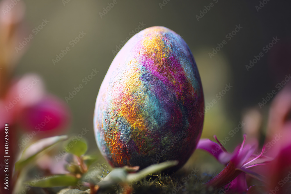 Glowing Multicolored Easter Egg Close-Up Glowing Multicolored Easter Egg Close-Up