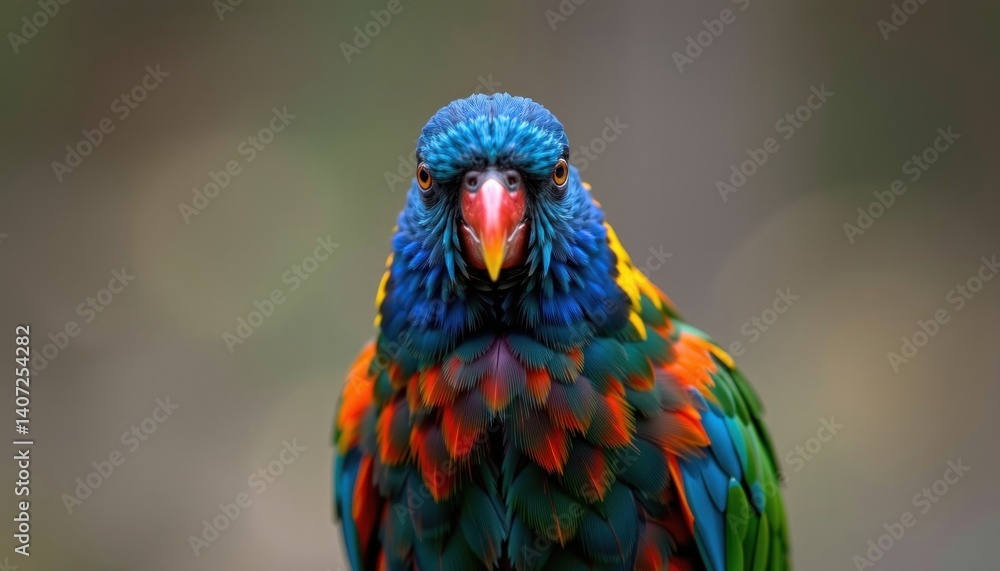 Fototapeta premium Vivid Rainbow Lorikeet Portrait Close up of a Colorful Australian Bird