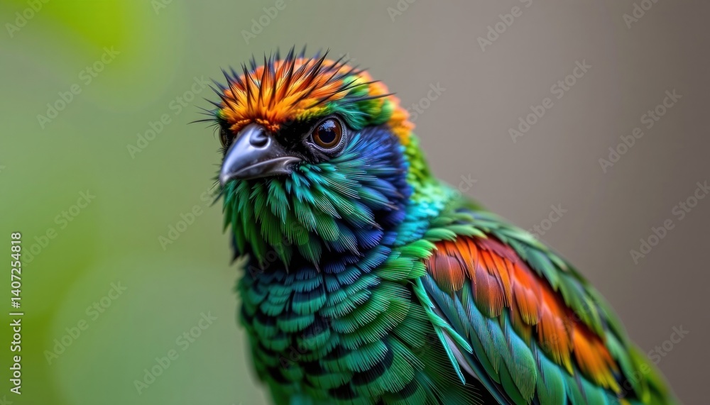 Fototapeta premium Vibrant Guianan Cock of the rock Bird Close up Vivid Plumage Rainforest Wildlife