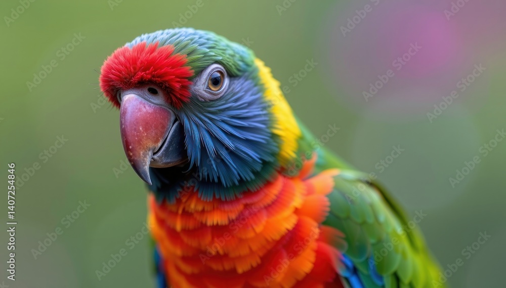 Fototapeta premium Vibrant Rainbow Lorikeet Portrait Close Up of Colorful Parrot Australian Bird