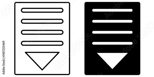 Dropdown Icon Outline Glyph Style - Menu, Selection, User Interface