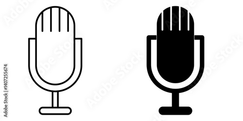 Mic Icon Outline Glyph Style - Audio, Sound, Recording, Speech