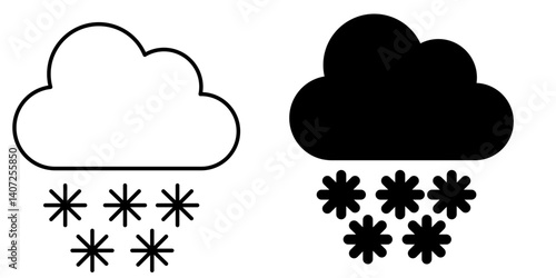 Cloud Snow Icon in Outline and Glyph Style