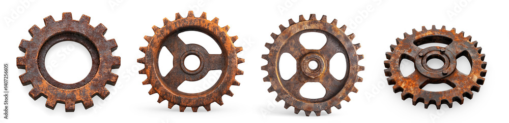 Rusty Old Metal Gear Isolated on White on a Transparent Background Rusty Old Metal Gear Isolated on White on a Transparent Background