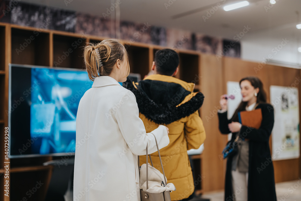 Obraz premium Business workers discuss ideas and brainstorming solutions during a professional meeting in a stylish city office environment, fostering communication, and diverse perspectives for innovative outcomes