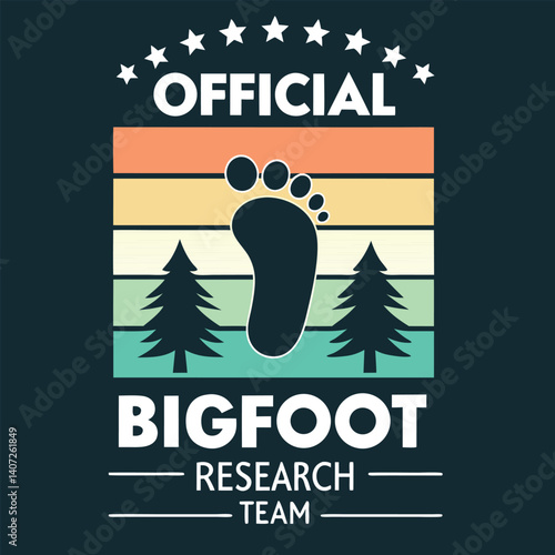 Official Bigfoot Research Team Retro Sunset T-Shirt for Believers