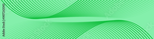 Abstract background with lines and waves. Web banner size. Element for design isolated. Vector background for brochure, booklet, flyer, poster. Green gradient. Nature, eco, vegan