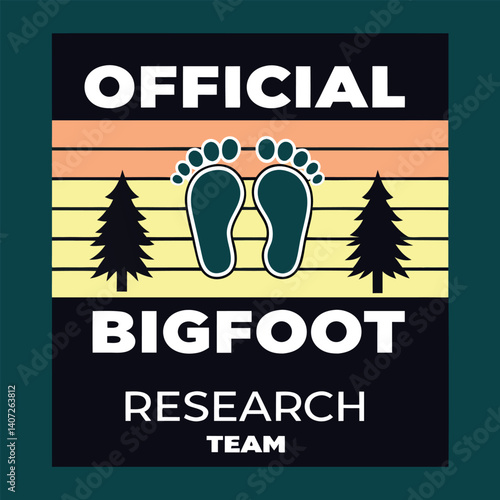 Official Bigfoot Research Team Retro Sunset T-Shirt for Believers