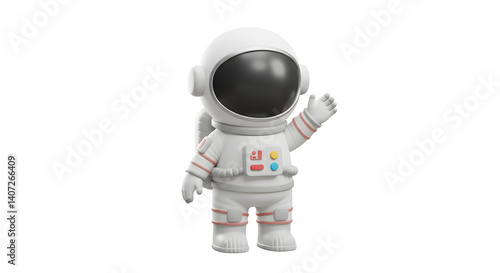Cute 3D Astronaut Waving Space Exploration Childlike Fun Cartoon