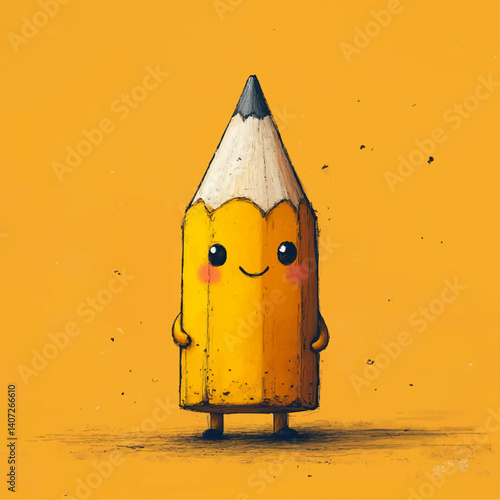Pencil Character Drawing Itself – Creative Artist Concept, Cartoon Vector