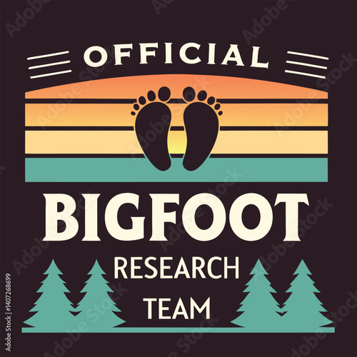 Official Bigfoot Research Team Retro Sunset T-Shirt for Believers