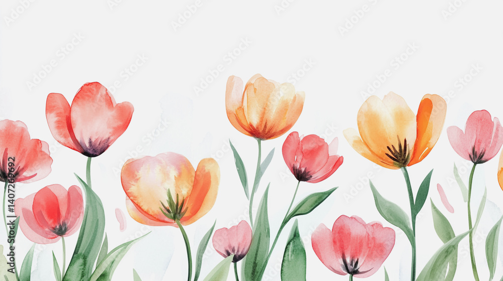 Fototapeta premium Elegant wedding invitation card background . Minimal hand painted watercolor botanical flowers texture template background. Design for wedding, vip cover, poster, rsvp moderncard.Valentine's Day