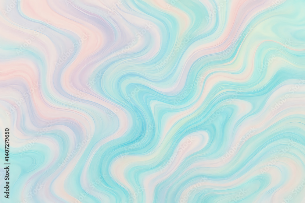 Fototapeta premium Soft pastel waves blend seamlessly in this abstract design. Ideal for backgrounds, wallpapers, or creative projects, this fluid pattern evokes a sense of calm and serenity.