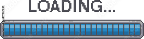 Pixel art 8 bit loading bar indicator. Retro styled game design interface.