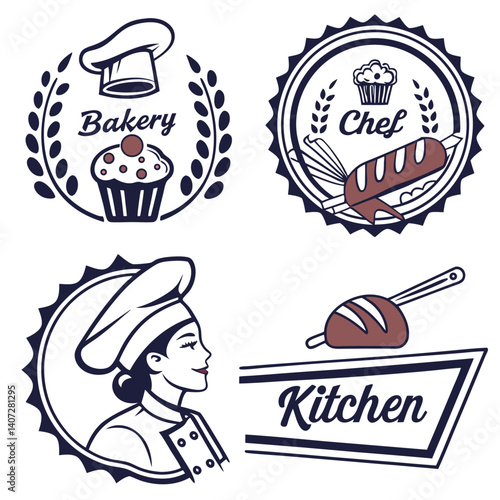 cooking food lettering kitchen badge  logos 