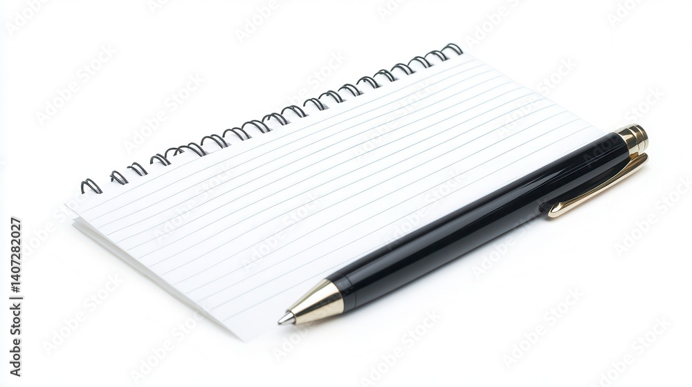 Blank notepad and pen isolated on white. Blank notepad and pen isolated on white.