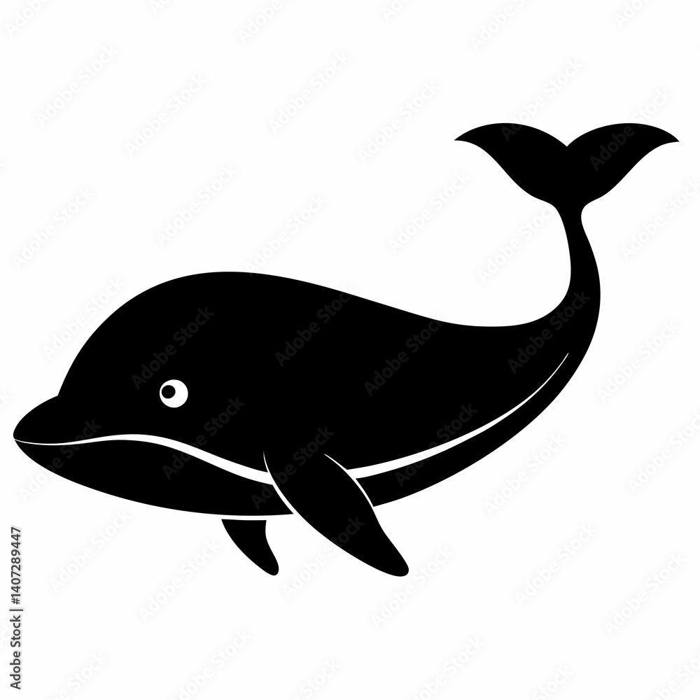 Obraz premium Minimalist Whale Silhouette Vector