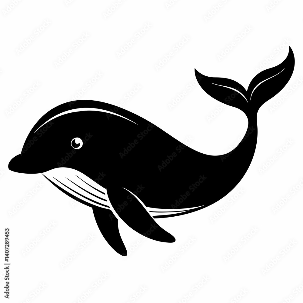 Naklejka premium Minimalist Whale Silhouette Vector