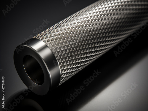 Diamond pattern on knurled metal grip creating a precise surface with functional texture