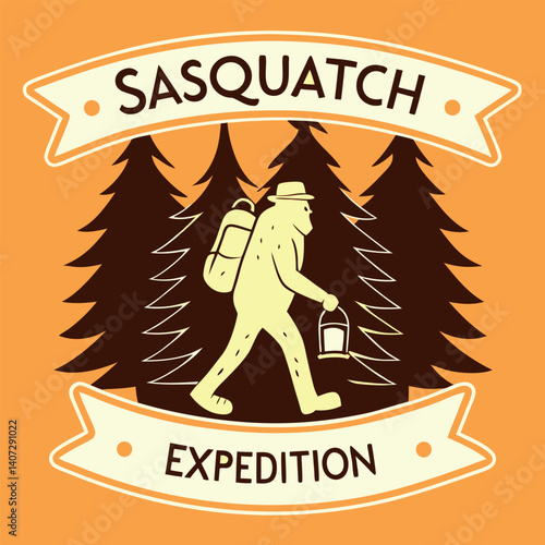 Sasquatch Expedition Retro Style T-Shirt for Bigfoot Believers and Hikers