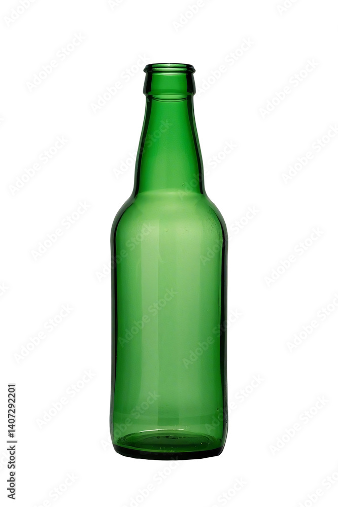 Green Glass Bottle for Beverages, Isolated Transparent Background Green Glass Bottle for Beverages, Isolated Transparent Background